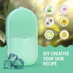 Ice Roller Facial Massage | Silicone Cleansing Ice Lattice | Ice Cube Roller With Scrub –(WITHBOX ) Random Color