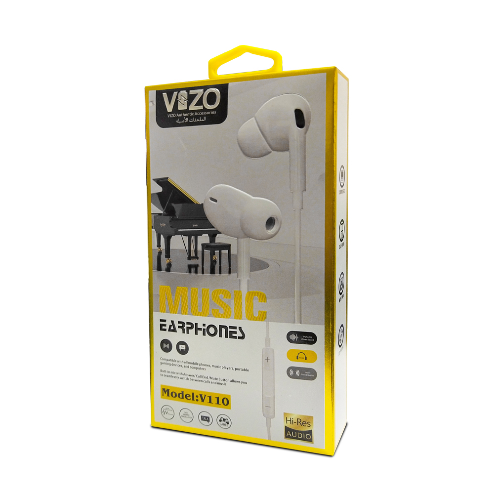 VIZO V110 Super Bass Hand free | Wired In Ear Phones for Men and Women | Best Quality Earphone - Hands-Free For Mobile M