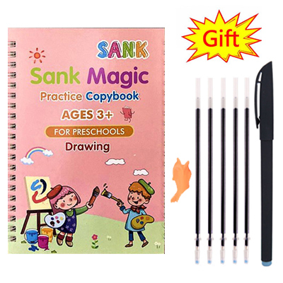 Pack Of 4 Pcs With 10 Refill Copybooks Pen Magic Copy Book Free Wiping Children's Kid Writing Sticker Practice Copybook
