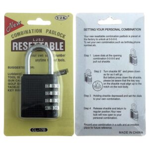 4 Dial Digit Combination Padlock Heavy Duty Weatherproof Code Resettable Changeable Lock Outdoor Use for Door Cabinet Sa