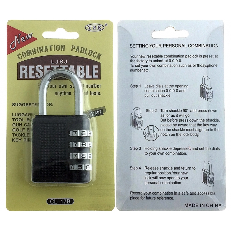 4 Dial Digit Combination Padlock Heavy Duty Weatherproof Code Resettable Changeable Lock Outdoor Use For Door Cabinet Sa