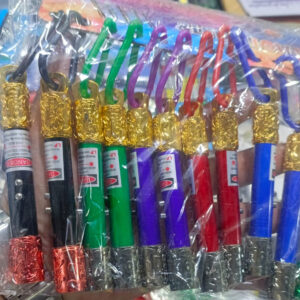 3 in 1 Laser & LED Light With Keychain flashlight gold hoop stick flashlight (Random Color)
