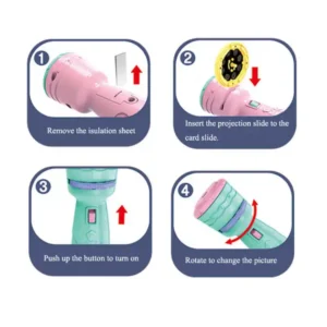 Baby Projector Torch 3 Cards Cartoon Projection Flashlight Children Early Education Toy (random color )