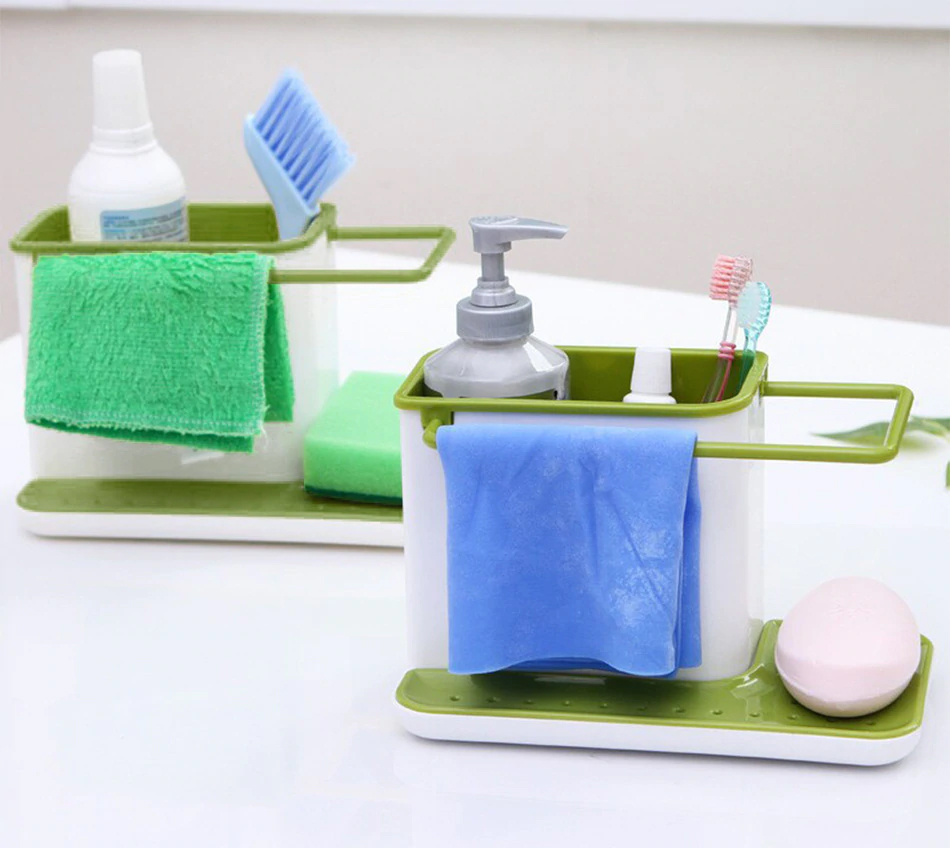 3-in-1 Soap Pump Dispenser With Sponge Holder Liquid Dispenser Container Hand Press Soap Organizer Kitchen Cleaner Tools