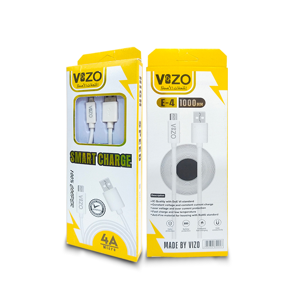 E4 Micro USB Cable | Micro USB Cable For Android - Cable For Mobile Phone - Data Cable - Charging Cable - Vizo E4 Micro