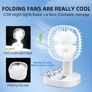 Mini USB Rechargeable Fan Desktop Foldable with Led Light | 3 Speed Adjustable For Household Bedroom For Office Home Coo