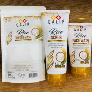 Galib Rice Facial Kit - 3-Step Skincare Set with Wash, Scrub, and Mask