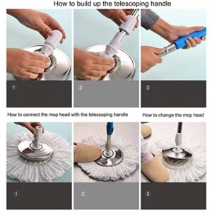 360 Rotating Cleaning Mop Interchangeable Mop Floor Compact Twisted Mop Accessories Household Mop Tool (Big Size)random