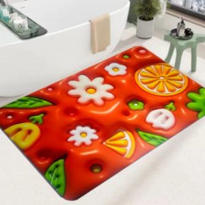 3D Visual Anti-Slip Absorbent Mat, Bath Mat Rug, Quick Dry Super Absorbent Non-Slip Thin Bathroom Rugs Fit Under Door Ra
