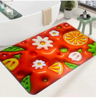 3D Visual Anti-Slip Absorbent Mat, Bath Mat Rug, Quick Dry Super Absorbent Non-Slip Thin Bathroom Rugs Fit Under Door Ra