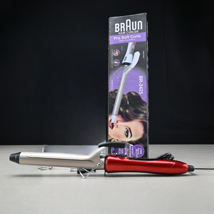 Braun Hair Curler Pro Soft Curls Ceramic Coating with 25mm barrel, Rapid Heating 200℃ in 30 Sec, PTC Heating Body, 35 Wa