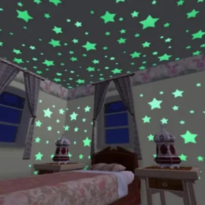 Pack of 100 - Multicolor 3D Glowing Star Night Dark Room Decor