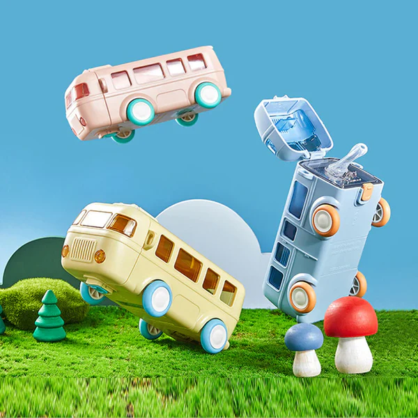 Bus Shape School Water Bottle with Strap 500 ML (Random Color)