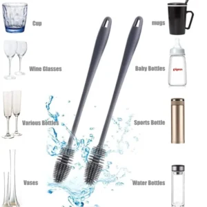 Silicone Feeder Bottle Brush Glass Brush Cup Brushes Long Handle | Silicone Bottle Cleaning Brush With Long Handler (Ran