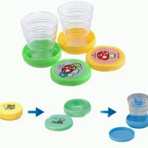 Pack of 2 Magic Glass for Kids, Folding Collapsible Magic Cup, Foldable Mug Glass for Travel, Outdoors, Hiking (Random C