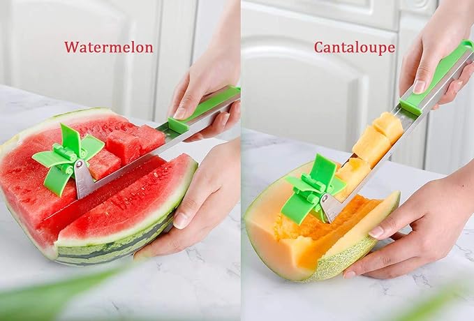 Windmill Watermelon Cube Cutter | Watermelon Slicer Cutter, Stainless Steel Watermelon Cutter Wheel Fruit Knife Melon Kn