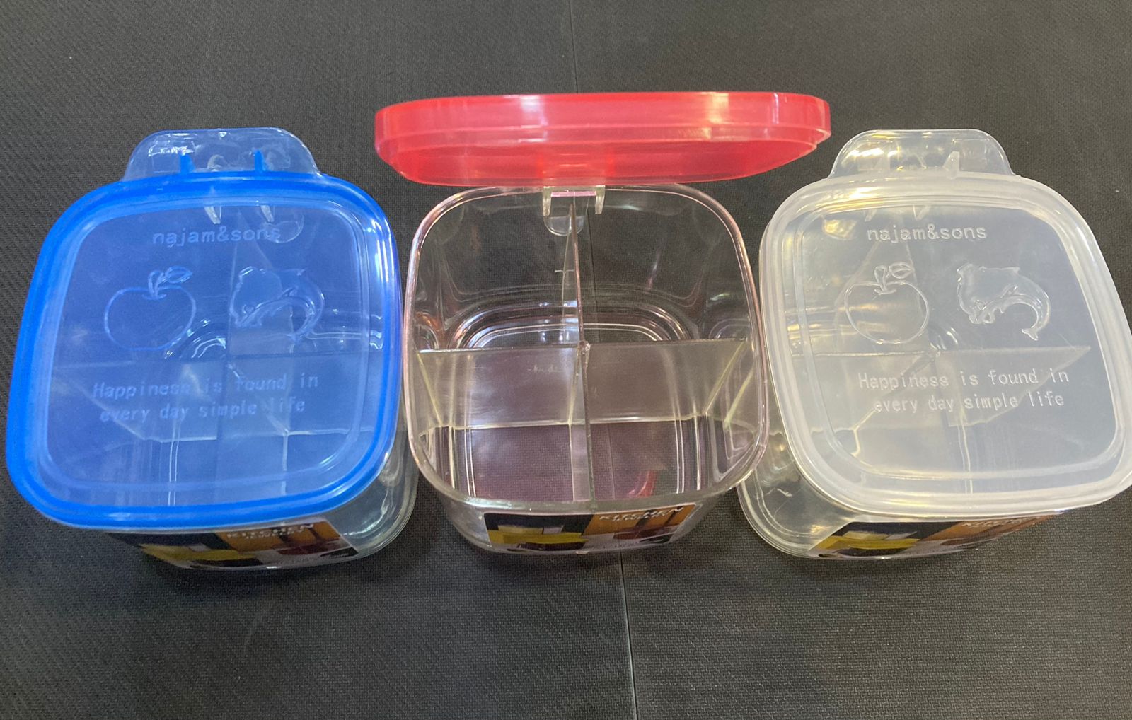 4 Grid Container Seasoning Spice Storage Box Jar
