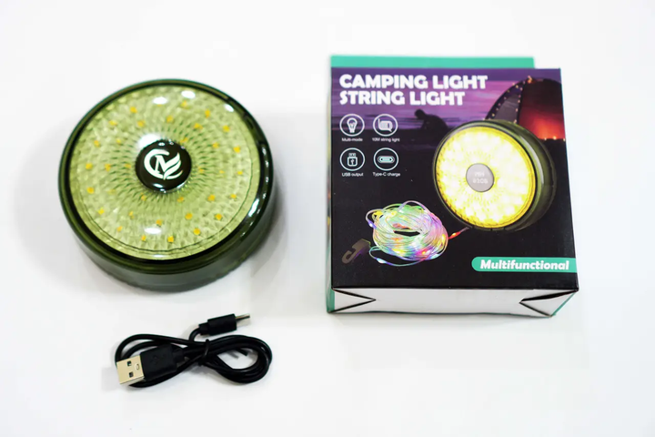 Hanging lantern with garland, camping atmospheric garland, rechargeable LED garland 9 m