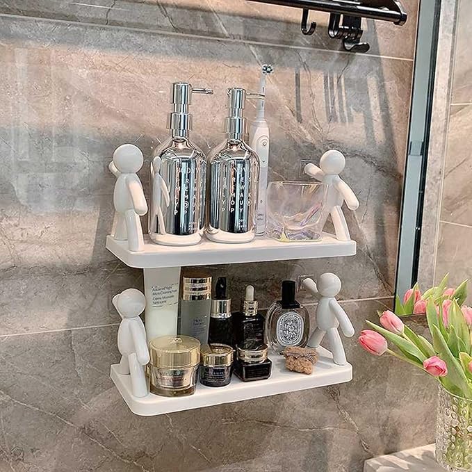 Multifunctional Self Adhesive Creative Character Shelves Bathroom Wall Mounted Shelf | Storage Rack for Bathroom, Kitche