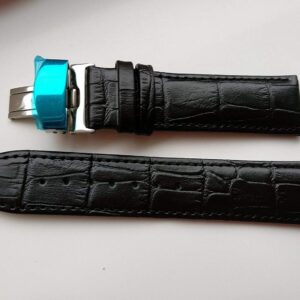 Ewatch Accessories Genuine Leather Watch Band Strap Fits 1853 Black Deployment Buckle-13