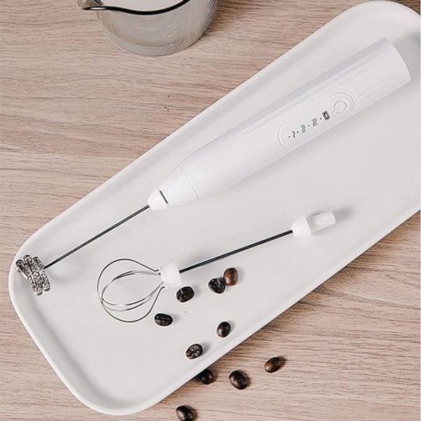 2 in 1 Electric Milk Frother Whisk Egg Beater USB Rechargeable Coffee Blender Household Milk Shaker Mixer Foamer Food Bl