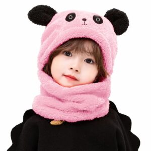 Kids Winter Panda Cap Wool Cap With Neck Warmer Attached. KIDS WOOL CAP Cartoon Panda Baby(random color)