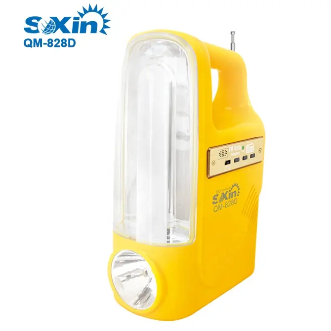 QM828D Led rechargeable emergency light with flashlight power bank for home vehicle (Random color)
