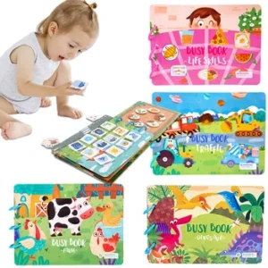 Busy Book, Quiet Book, Toddler Busy Book, for 2-4 Years Old Preschool Activity Toy Books Help Develop Learning Skills,(O