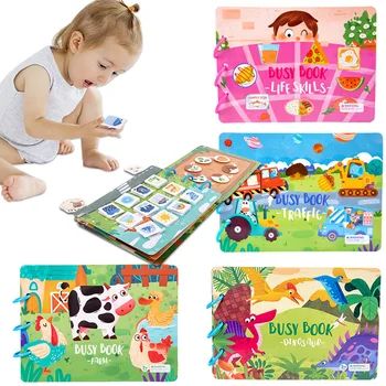 Busy Book, Quiet Book, Toddler Busy Book, for 2-4 Years Old Preschool Activity Toy Books Help Develop Learning Skills,(O