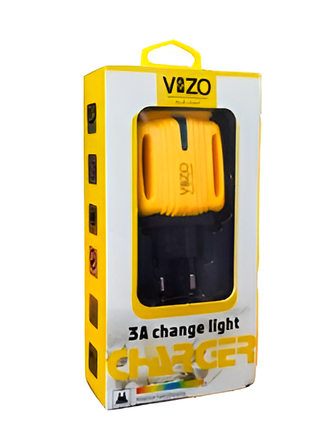 3A Light Change Charger with 2 USB Ports & Built-in Micro USB Cable | Best Quality Charger For Android | Vizo 3A Cha