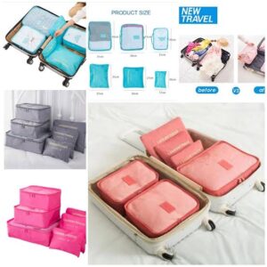 6pcs/Set Travel Storage Bag Portable Luggage Organizer Clothes Tidy Pouch Zip Cube Luggage Toiletry Bag Organizer Pouch