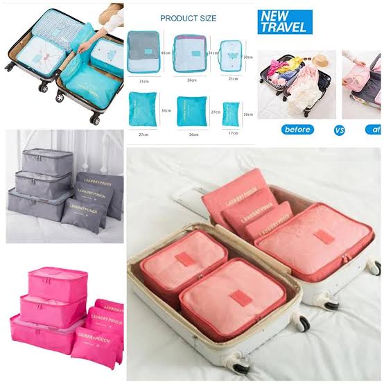 6pcs/Set Travel Storage Bag Portable Luggage Organizer Clothes Tidy Pouch Zip Cube Luggage Toiletry Bag Organizer Pouch
