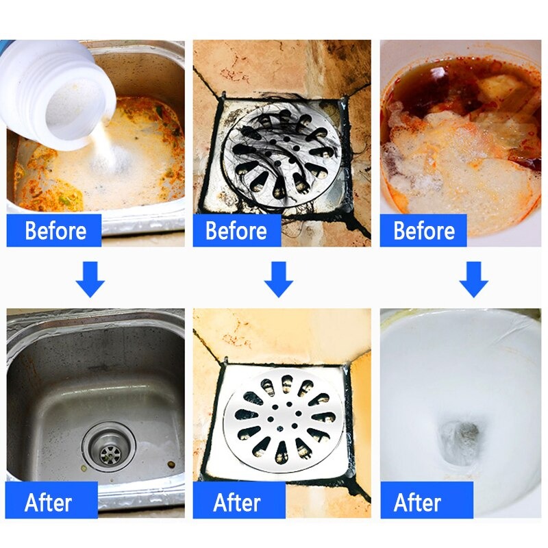 Powerful Toilet & Sink Clog Remover Drain Cleaner Powder, Pipe Quick Foaming Pipeline Dredger Toilet Clogging Dredgi