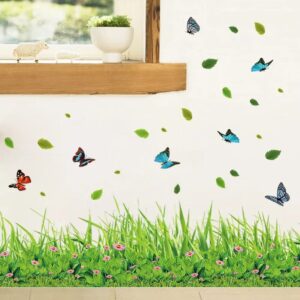 New 3D Fresh Green Plant Removable Green Grass PVC Wall Stickers Home Decor waterproof DIY Removable Art Vinyl 7 inch x