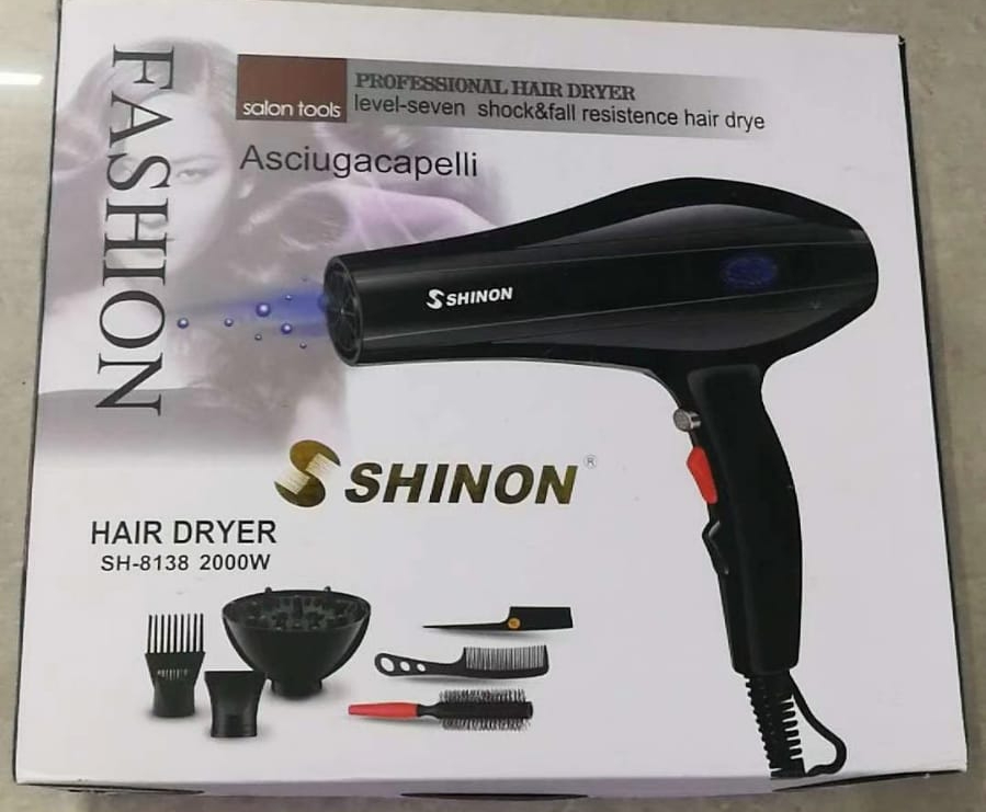 (black )Shinon Hair Dryers Salon Home Used Professional Blow Hair Dryer With complete accessories