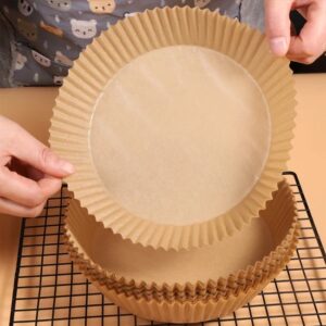 Air Fryer Disposable Paper Liner, 50 PCs Air Fryer Liners Round Non-Stick Air fryer Parchment Liners,Oil-proof,Water-Pro
