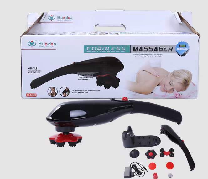 Blue idea Rechargeable Cordless Massager with different heads | Deep Massager for Muscles Neck Cordless Electric Body Ma