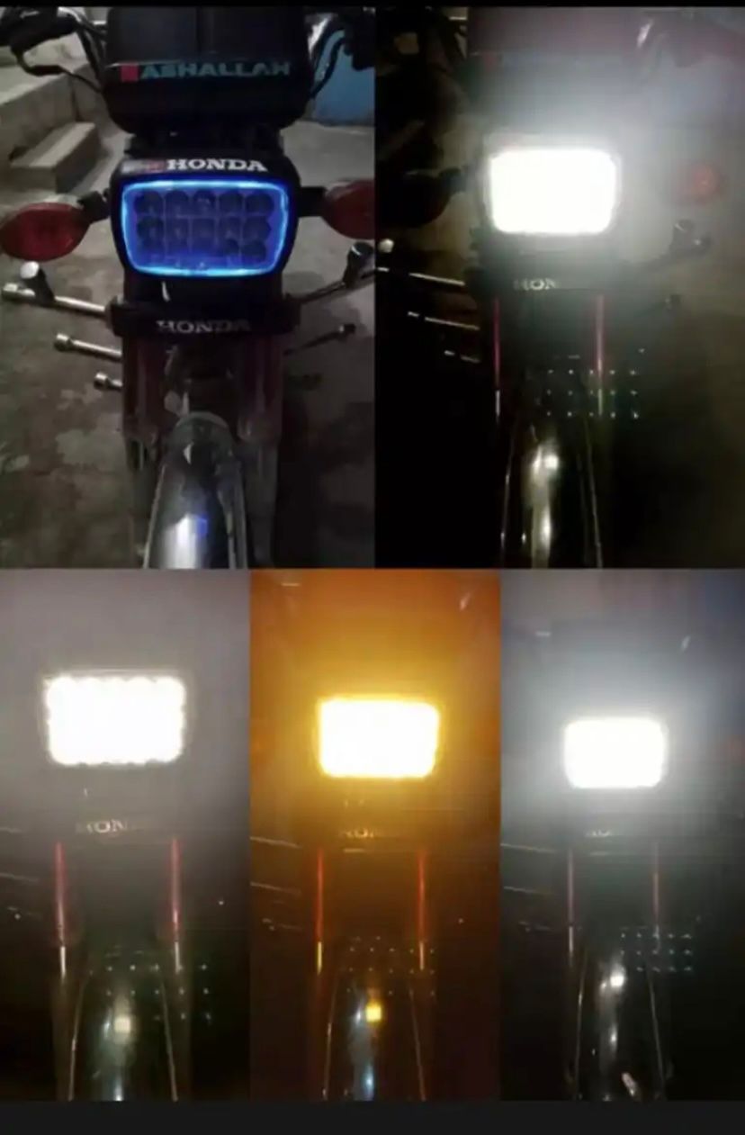 5 function led headlight 15 led white and Fog light high beam 15 led fog bike headlight for 70 & 125/All functions l