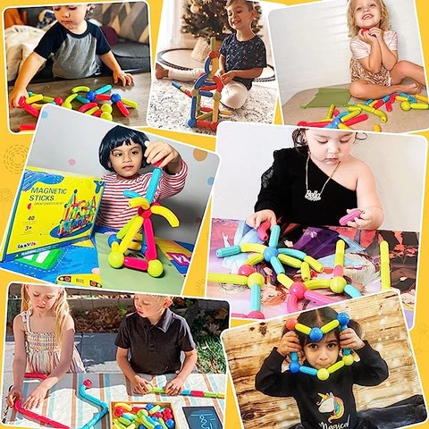 25 pcs Magnetic Blocks Toy for Kids | Magnetic bar blocks Educational and Stimulating Magnetic Toy for Kids