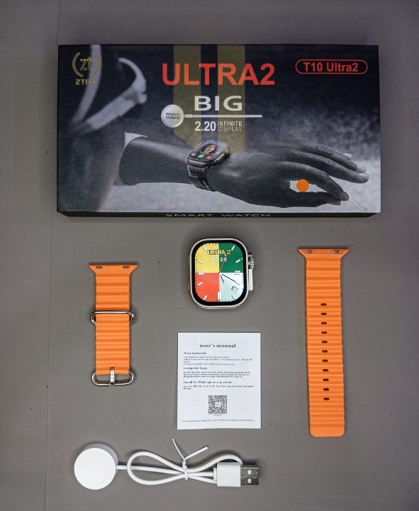 Ultra 2 Smart Watch | T10 Ultra 2 Watch Big Screen 2.20 infinite Display Bluetooth Call Game Heart Rate Sleep Monitoring