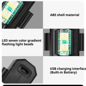 Universal Led Aircraft Strobe Lights Motorcycle Anti Collision Warning Light with USB Charging 7Colors Turn Signal Indic