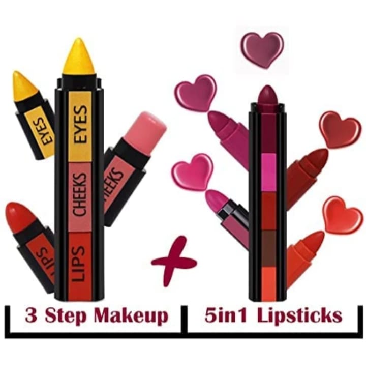 3 in 1 HUDA Beauty Professional Eyes Cheeks Lips (Lipsticks)