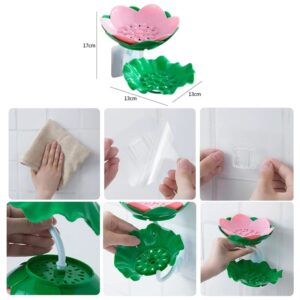 Double Wall Hanging Drain Soap Box Multifunctional Lotus Flower Shaped Soap Holder Bathroom Rack Household Non-slip Stor