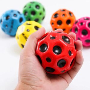 pack of 2 High Resilience Hole Ball Soft Bouncy Ball Anti-fall Moon Shape Porous Bouncy Ball Kids Indoor Outdoor Balls H