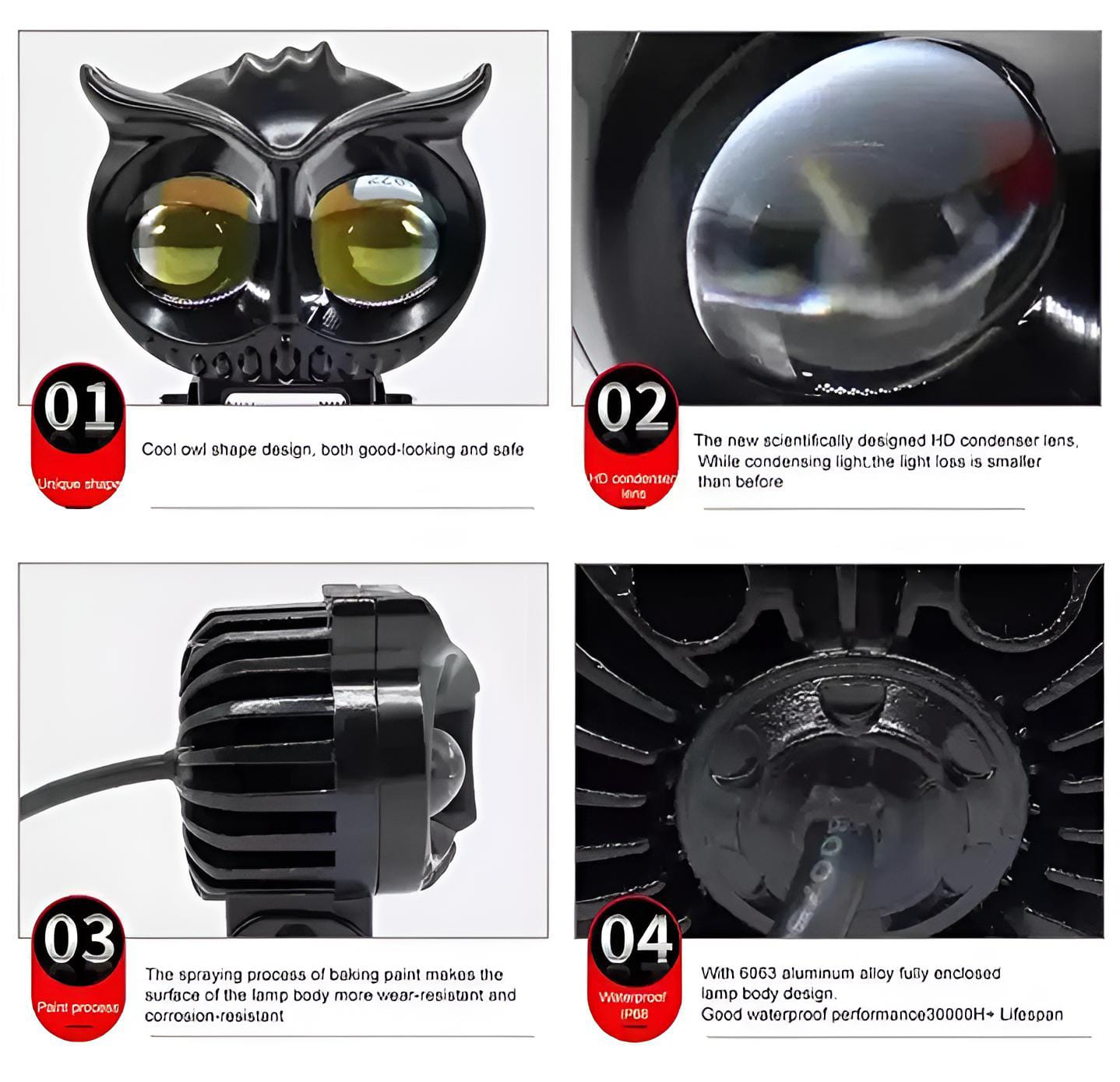 OWL Shape Fog Flash light Low & High Beam Owl Plastic Body Spot Light for All Cars And Bikes (1pc)