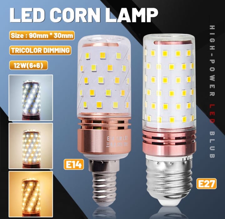 E14 LED Corn Light Lamp Bulb | 3 in 1 light modes Chandelier, Candle LED Light For Home & Decoration - 12W/16W