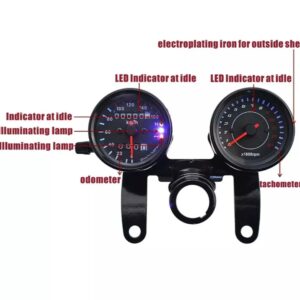 Cafe racer style double meter imported product for motorcycle (Color black)