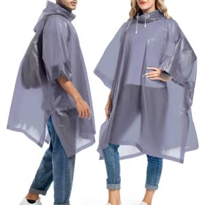 Rain Ponchos for Adults Reusable - Raincoats Survival Emergency Heavy Duty Rain Coat with Drawstring Hood (Random colors