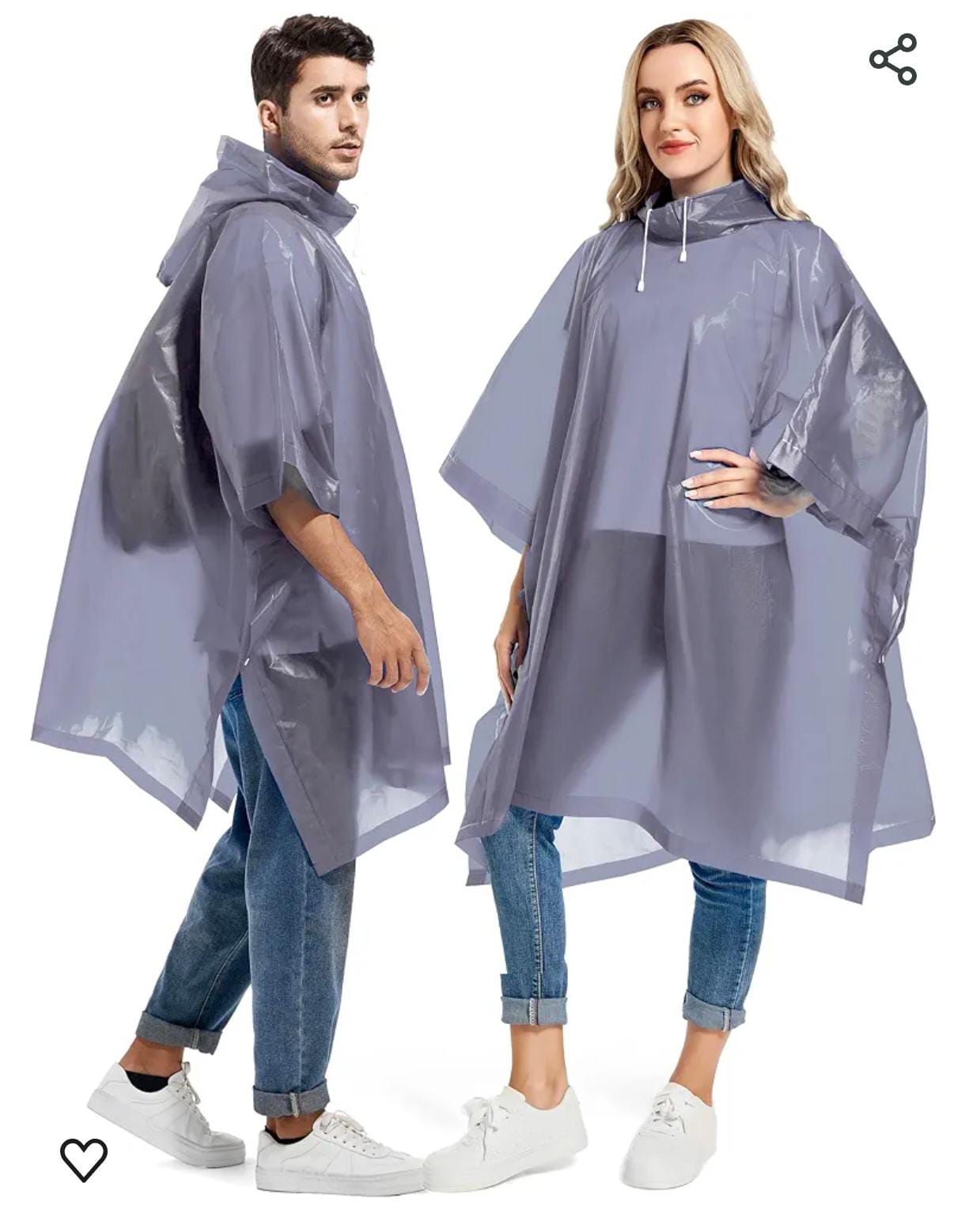 Rain Ponchos for Adults Reusable - Raincoats Survival Emergency Heavy Duty Rain Coat with Drawstring Hood (Random colors