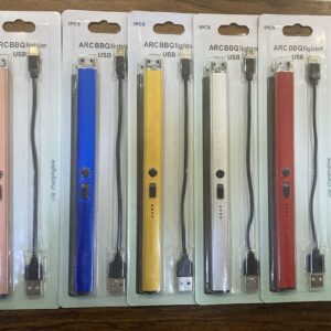 Gas Lighter Long with New Slide Out Design USB Gas Lighter Rechargeable with LED Display, Plasma Arc Lighter (Random col